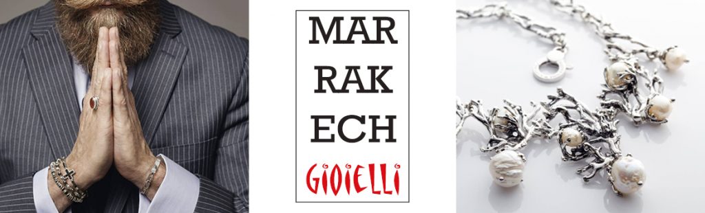 Banner Marrakech Gioielli con uomo elegante e collana di perle e argento