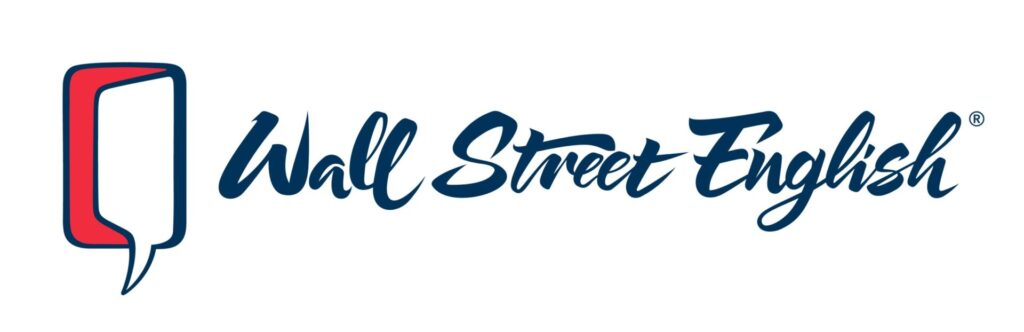Logo Wall Street English con icona di dialogo rosso e blu